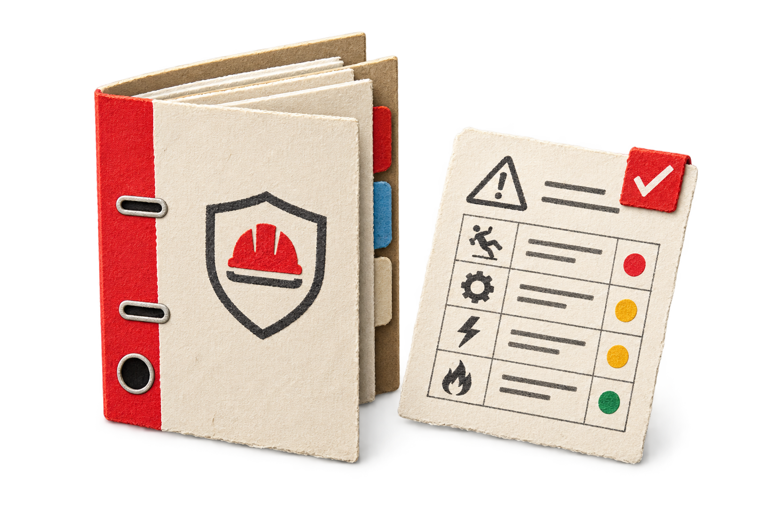 Minimal handcrafted paper cutout representing care records and risk review