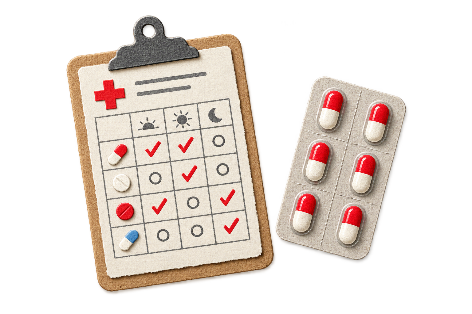 Minimal handcrafted paper cutout representing a medication audit
