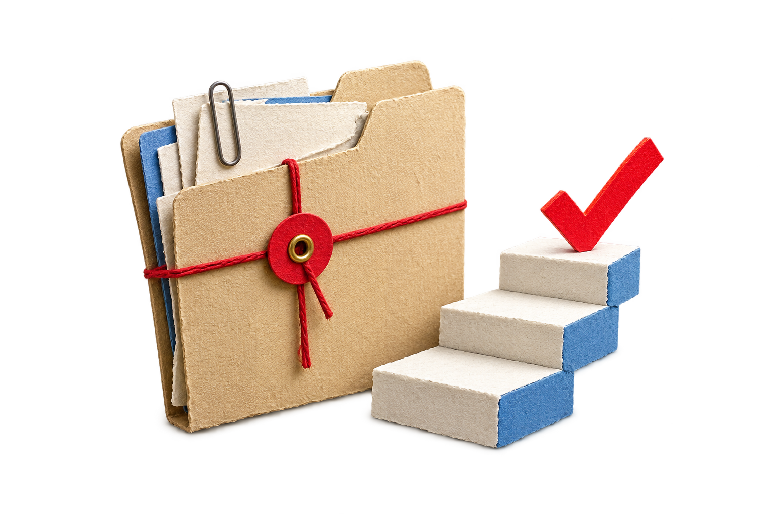 Minimal handcrafted paper cutout representing inspection-readiness planning
